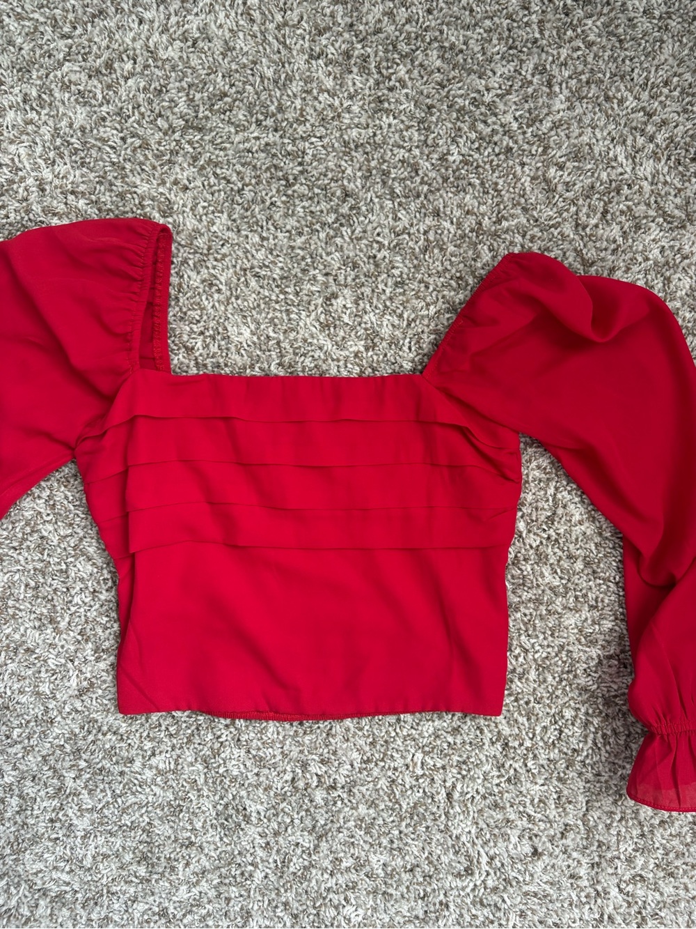Francesca's Collections Vibrant Red Square-Neck Puff Sleeve Top